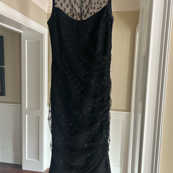 Shoshanna Black Sheer Polka Dot Midi Dress - Picture 2 of 2